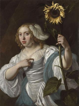 A Young Woman Holding a Sunflower