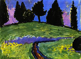 Dark Trees over Green Slope