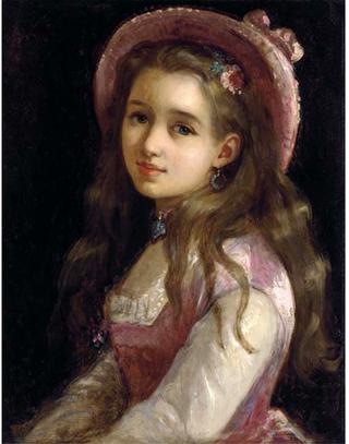 Portrait of a Young Girl in Pink Dress and Hat
