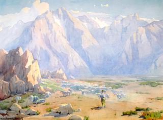 Navajo Shepherd with Flock, High Sierras
