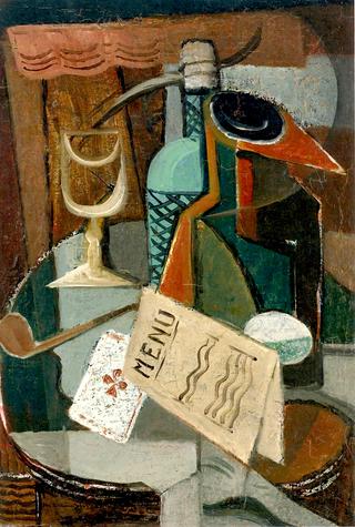 Still Life with Menu and Seltzer Bottle