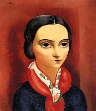 Jeune femme brune au foulard