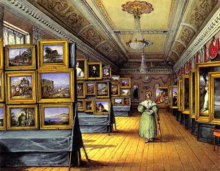Interior of the Great Room at the Hotel du Chevald d'Or, Frankfurt A/M, Open for the Exhibition of Pictures, May 1835