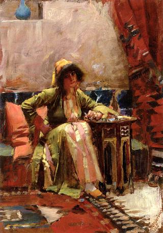 An Eastern Interior with a Seated Girl