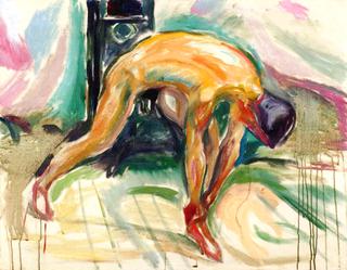 Naked Man Gripping His Ankle