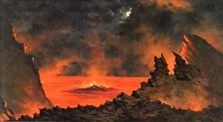 夜间的火山