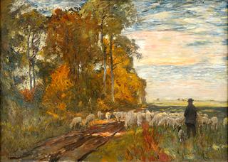 Autumn Landscape with Shepherd and Flock