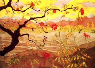 Apple Tree with Red Fruit