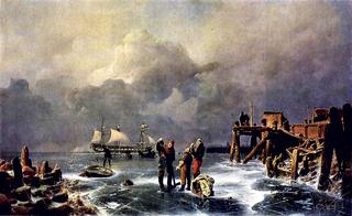 Bank of the Frozen Sea - Winter Landscape