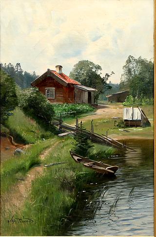Landscape with Lake and Cottage