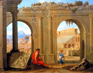 Figures amongst Classical Architectural Ruins