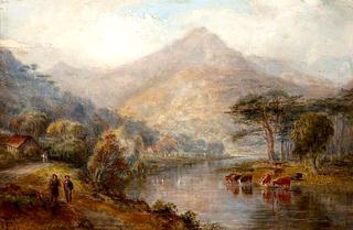 Landscape with Cattle Drinking