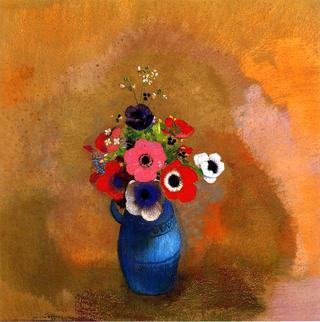 Anemonies in a Blue Vase