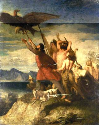 Greek Hill Shepherds Rescuing a Lamb from a Vulture