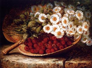 Still Life with Daisies and Raspberries