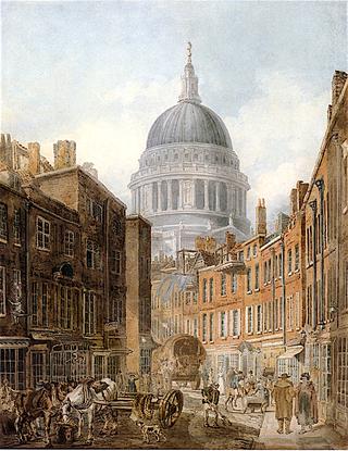 St Paul's Cathedral from St Martin's-le-Grand, London