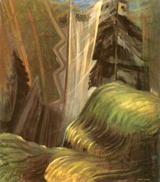 Forest Interior in Shafts of Light
