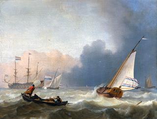 Rough Sea with a Dutch Yacht under Sail