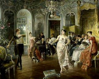 Interior with people dancing