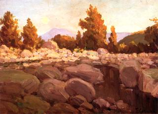 Moonrise at Sunset, Sespe Cañon