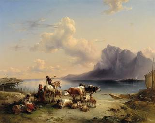 Herders and Cattle on Attersee