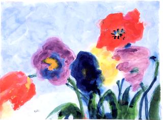 Red and Blue Poppies