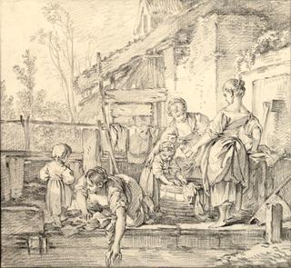 Washerwomen in Front of a Farmhouse