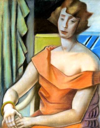 Portrait de femme á la robe rose