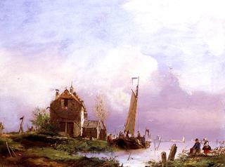 Dutch Scene with Barge