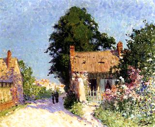 House with Flowers by the Road