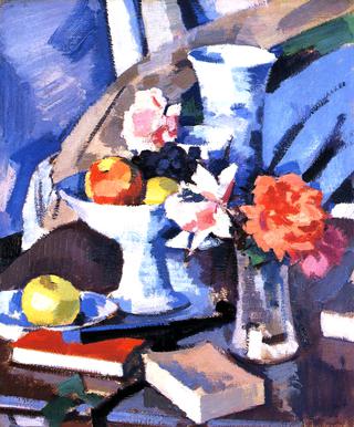 Still Life, Roses and Book