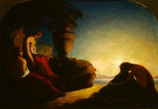 The Three Sisters of Phaethon Weeping over the Tomb of their Brother