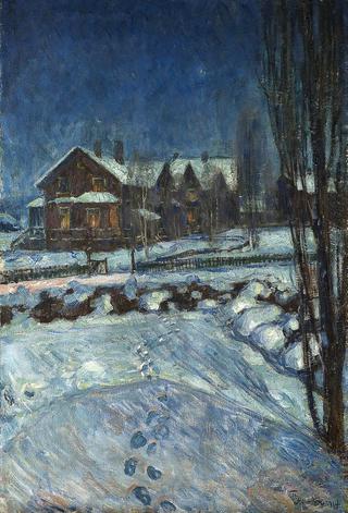 Moonlight Landscape with House