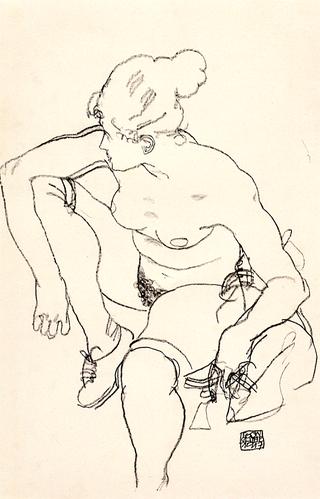 Woman Seated with Shoes