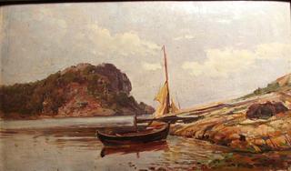Sailboat off the Rocky Coast