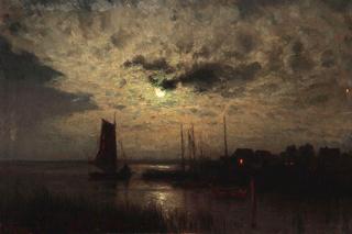 Fishing Village in Moonlight