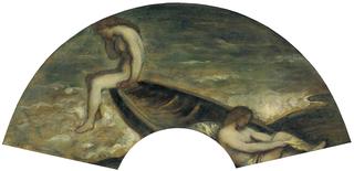 Girl Bathers in a Boat (design for a fan)