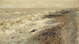 Surf on stony beach