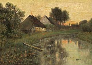 Evening river landscape in Pomerania