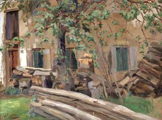 Farm corner with wooden stacks