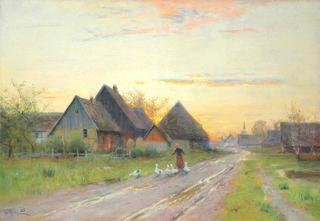 Goose Girl in a Village Street