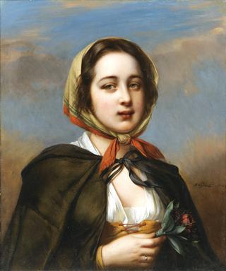 Girl with a Bouquet of Flowers