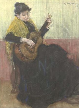 Playing the guitar