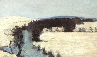 Winter landscape with river