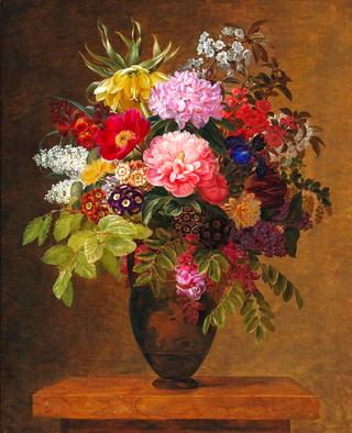 Bouquet of flowers in a Greek vase