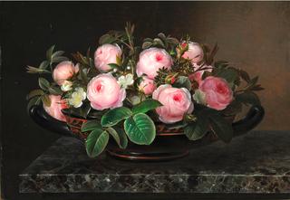 Pink roses in a Greek bowl