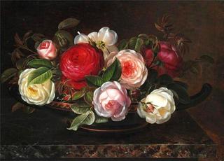 Various roses in a greek bowl