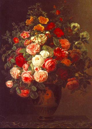 Still life with roses in a Greek red-figure vase