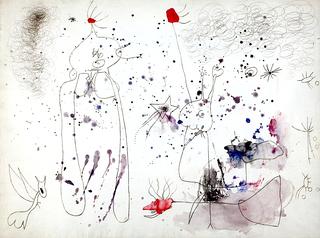 Two Women, Tree, Bird, Stars
