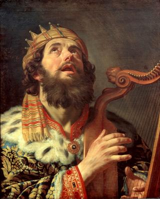 David playing the harp